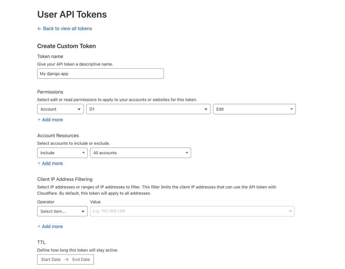 Creating a D1 API Token