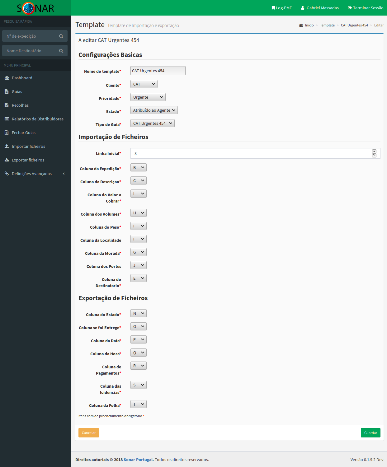 Manage importing templates